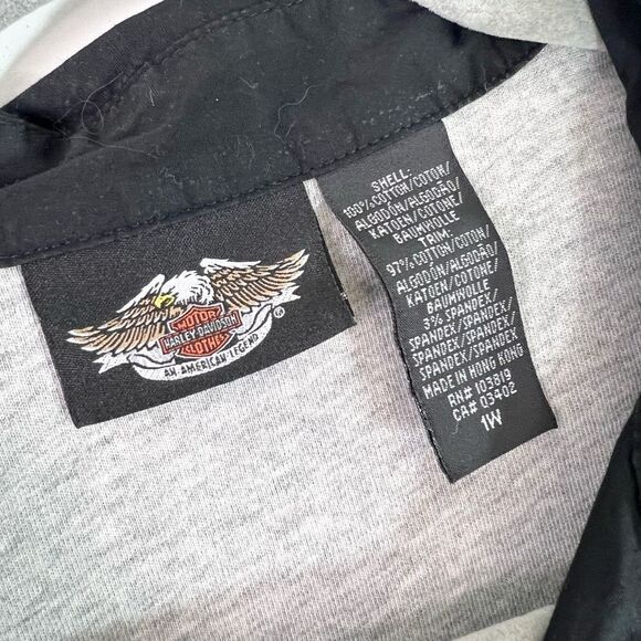 Harley-Davidson Shirt Womens 1X Black & Gray Long-Sleeve Button-Front Logo - Picture 3 of 8